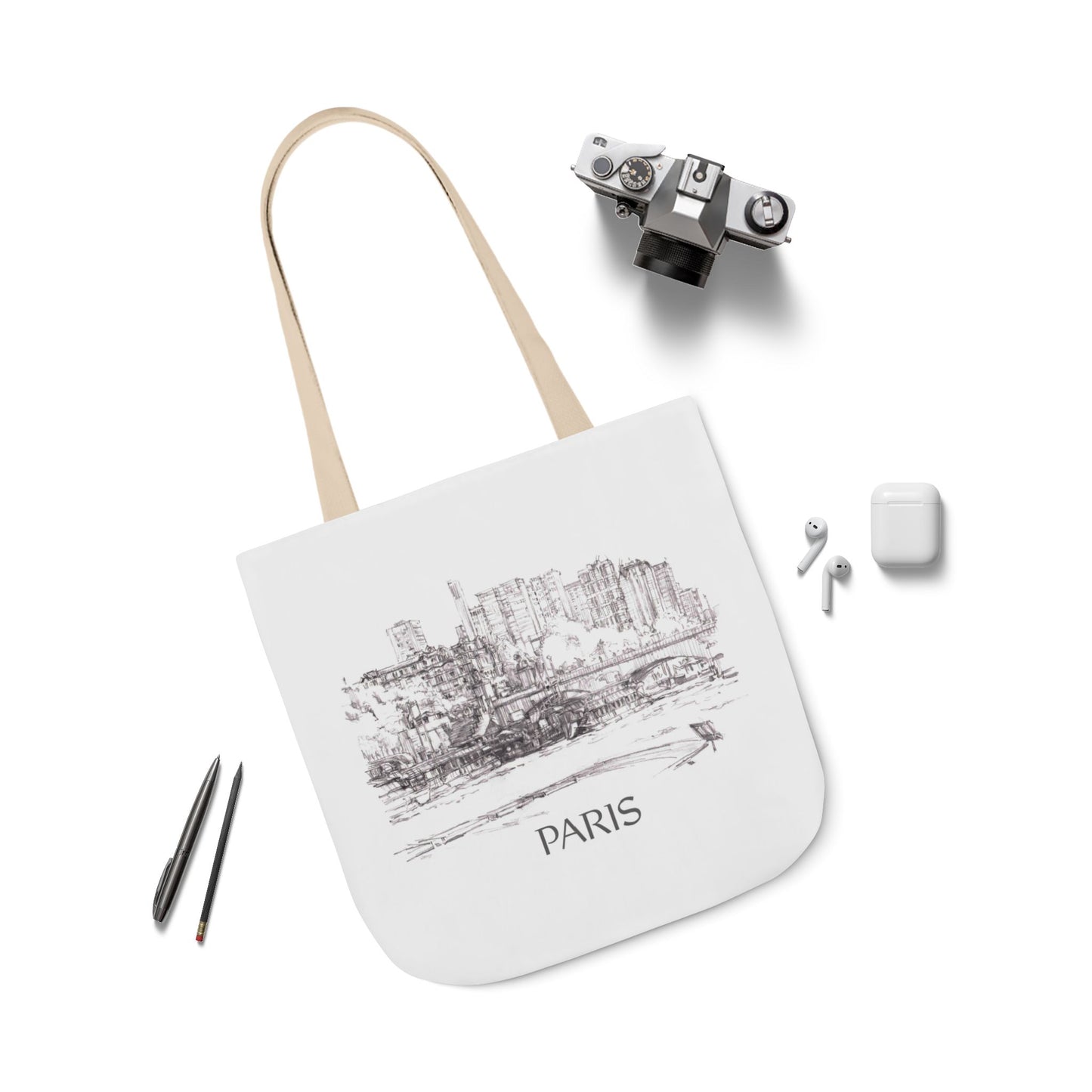 Paris-inspired Tote Bag with 5-Color Straps