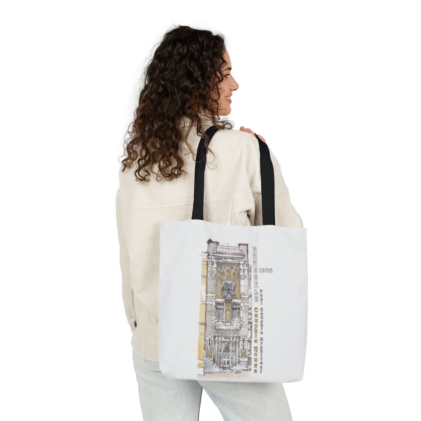 Brussel's Art-Nouveau-inspired Tote Bag with 3-Color Straps