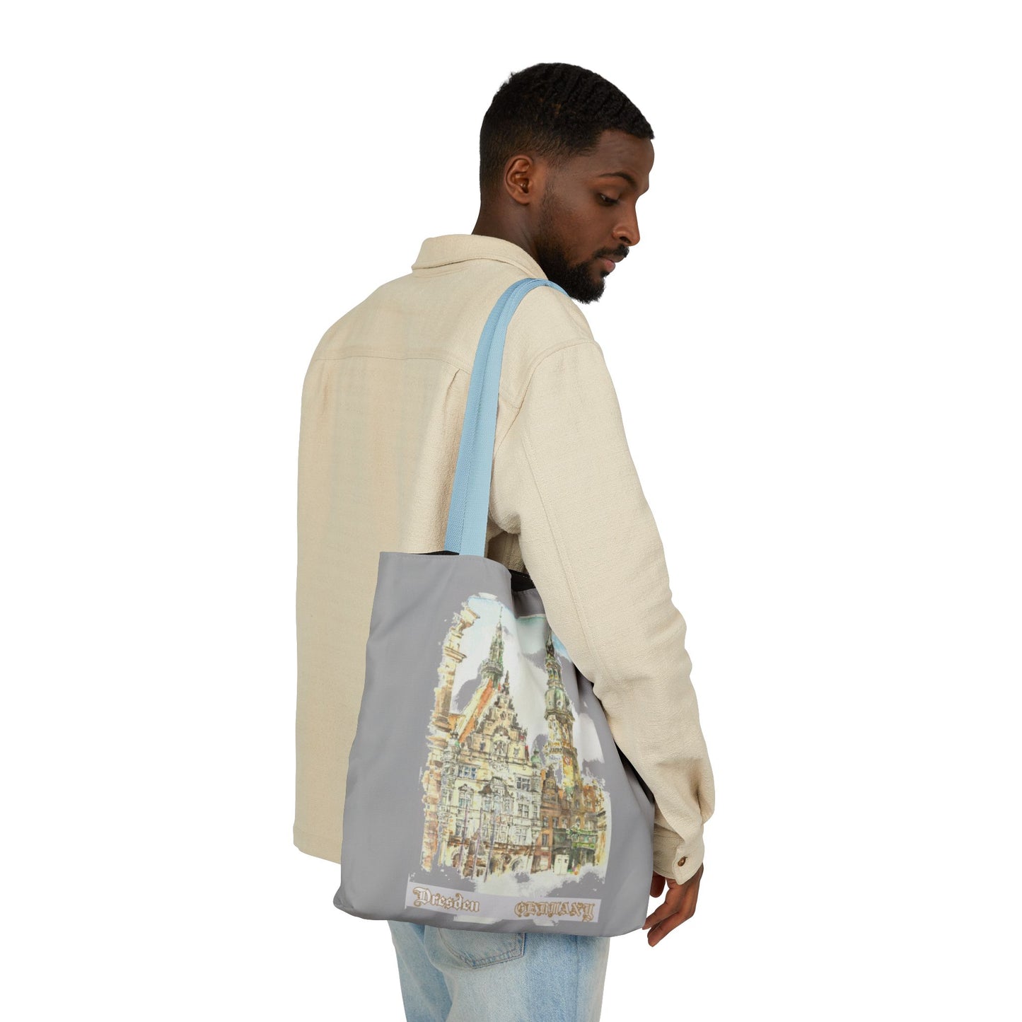 Dresden-inspired light grey Tote Bag with 4-Color Straps