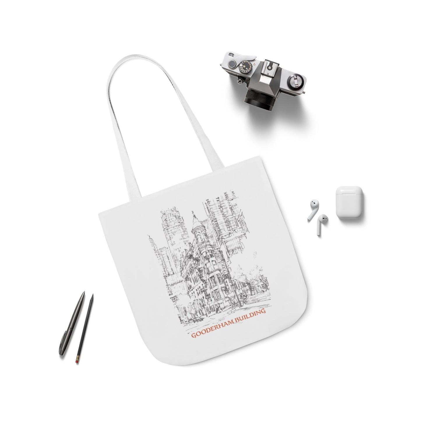 Toronto Gooderham building-inspired Tote Bag with 4-Color Straps