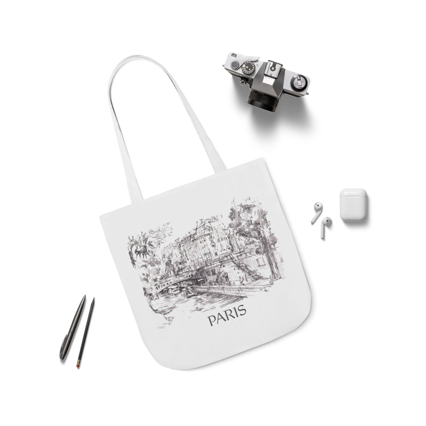 Paris-inspired Tote Bag with 5-Color Straps