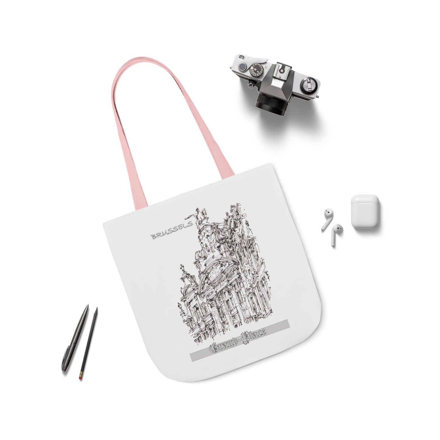Brussel's Grand-Place-inspired Tote Bag with 4-Color Straps