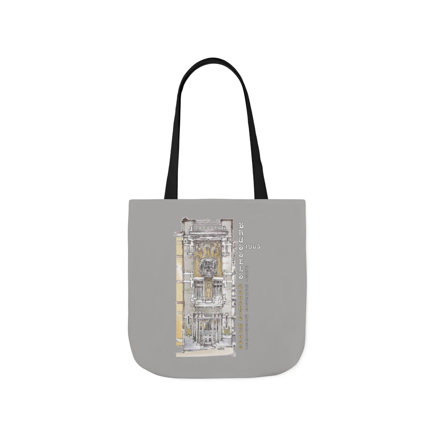 Brussel's Art-Nouveau-inspired light grey Tote Bag with 3-Color Straps