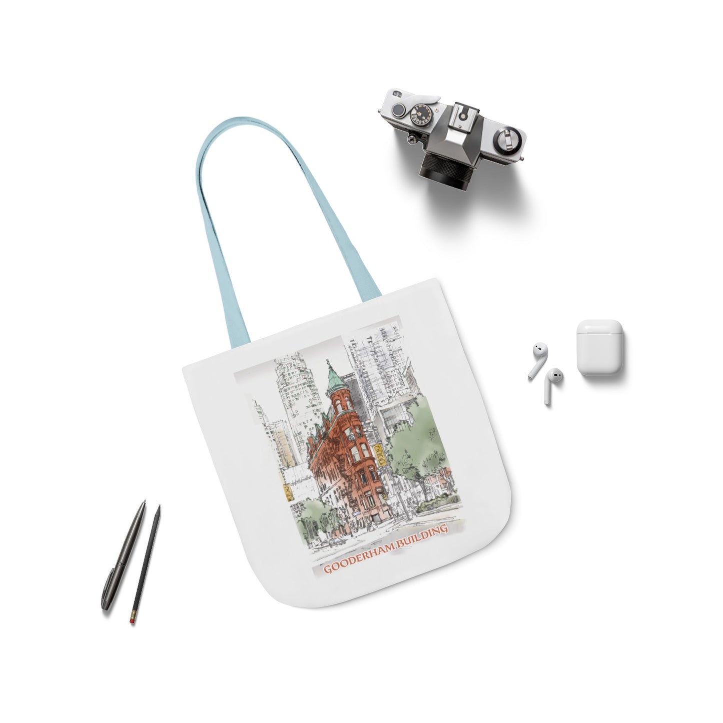 Toronto Gooderham building-inspired Tote Bag with 4-Color Straps
