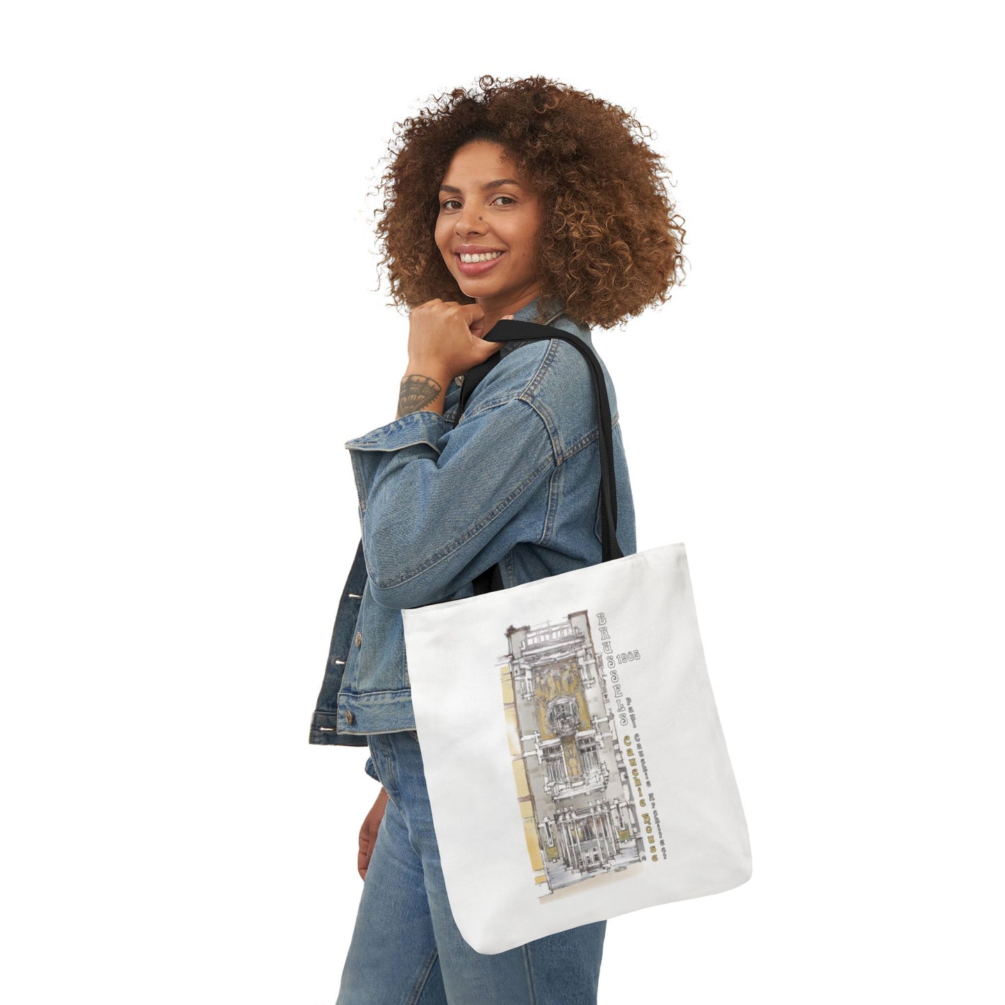 Brussel's Art-Nouveau-inspired Tote Bag with 3-Color Straps