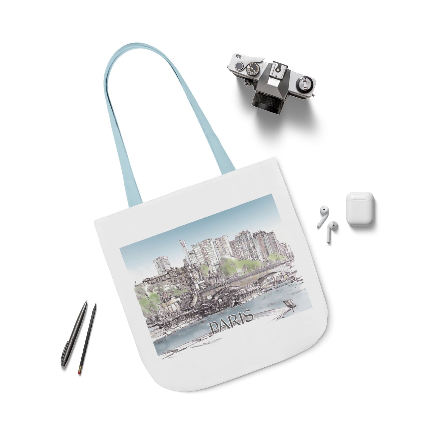Paris-inspired Tote Bag with 4-Color Straps