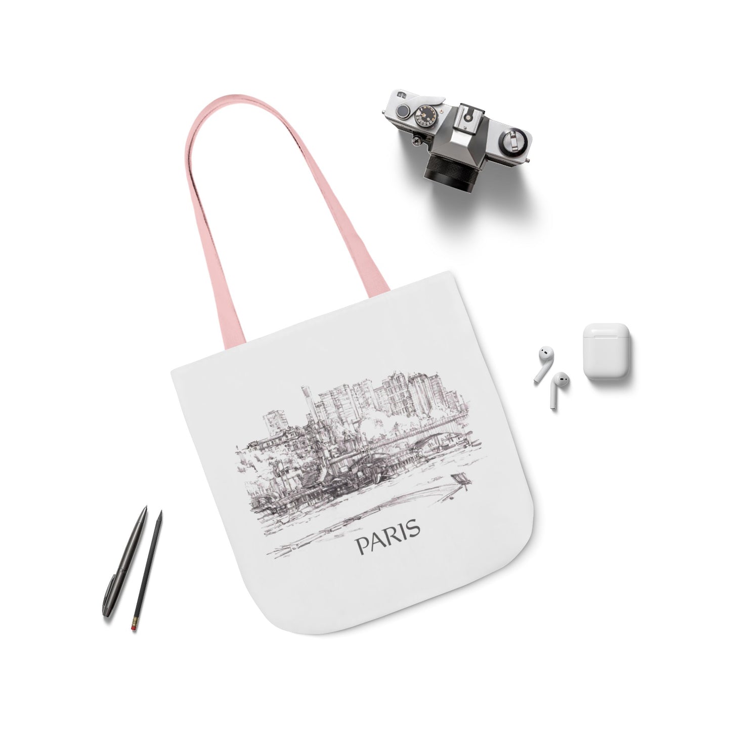Paris-inspired Tote Bag with 5-Color Straps
