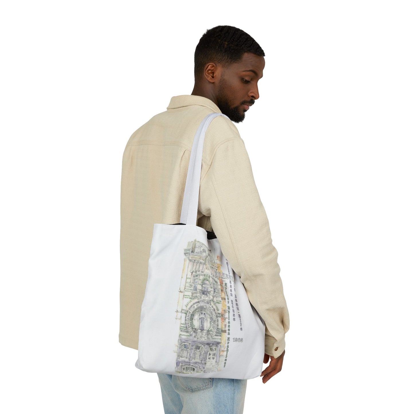 Brussel's Art-Nouveau-inspired Tote Bag with 3-Color Straps