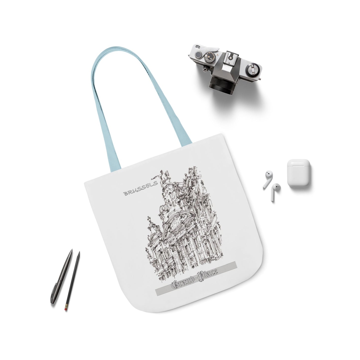 Brussel's Grand-Place-inspired Tote Bag with 4-Color Straps