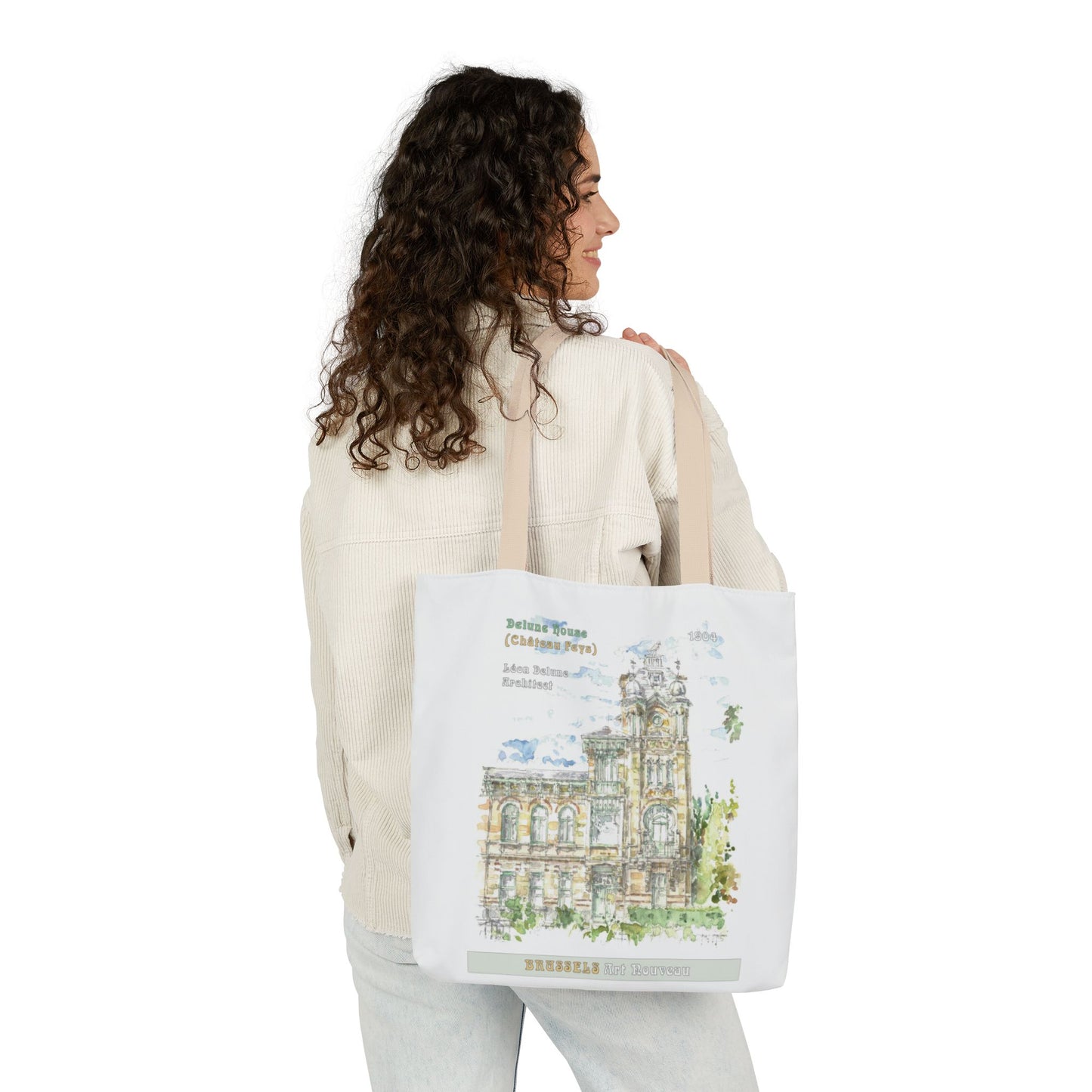 Brussel's Art-Nouveau-inspired Tote Bag with 3-Color Straps