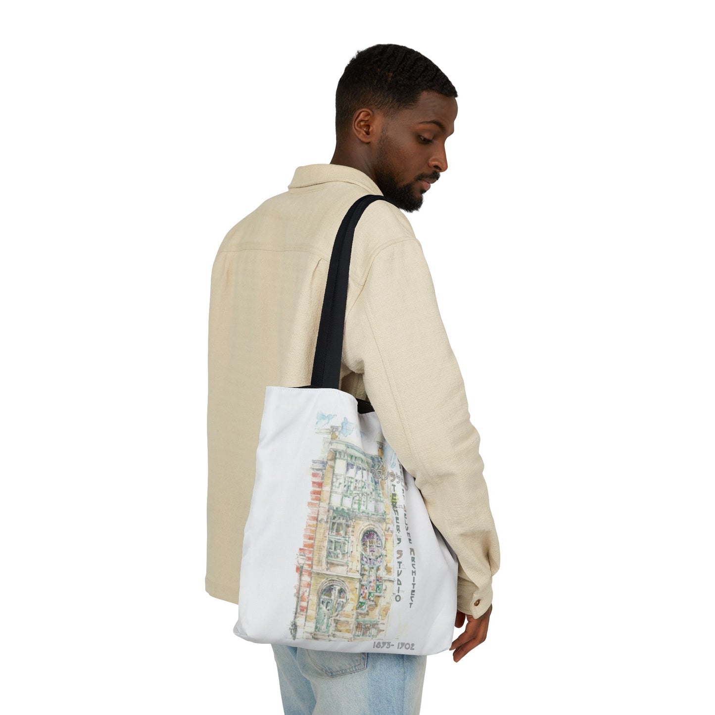 Brussel's Art-Nouveau-inspired Tote Bag with 3-Color Straps