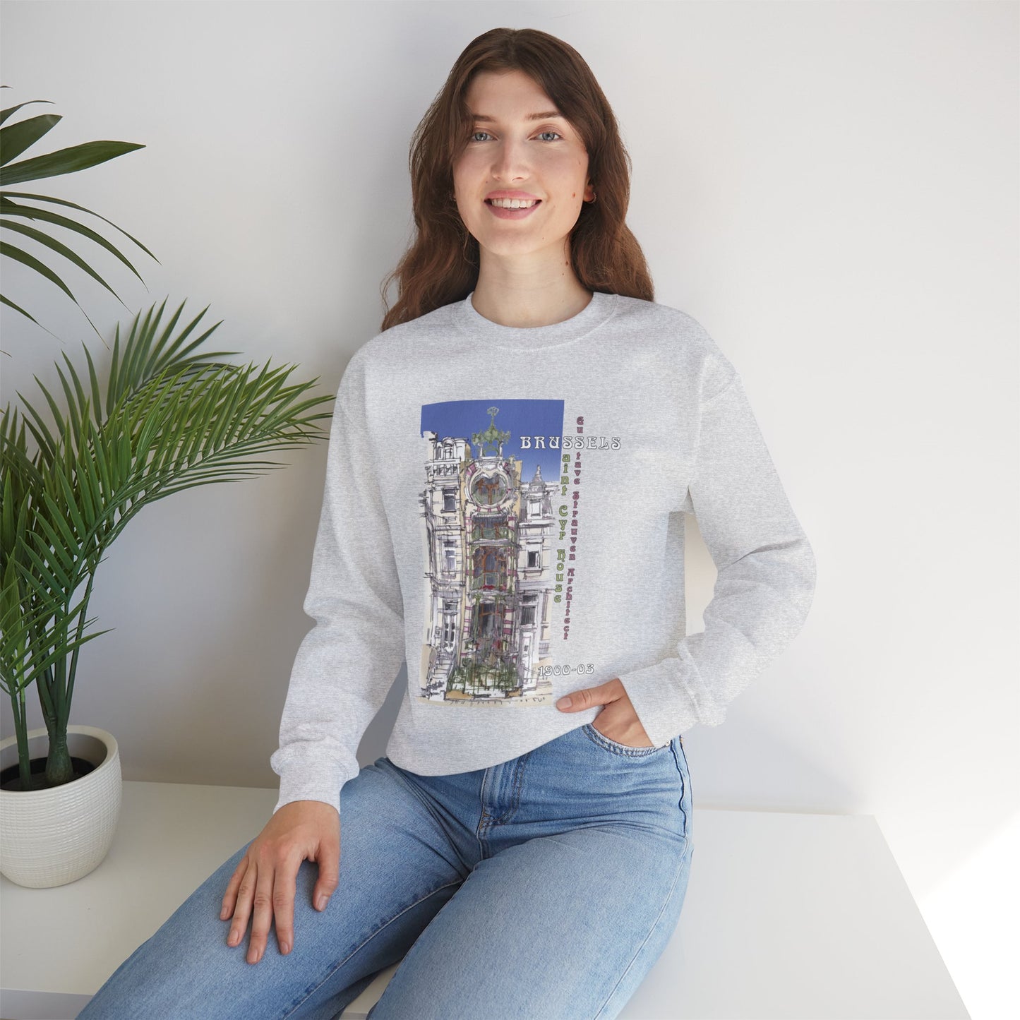 Brussel's Art-Nouveau-Inspired Unisex Crewneck Sweatshirt