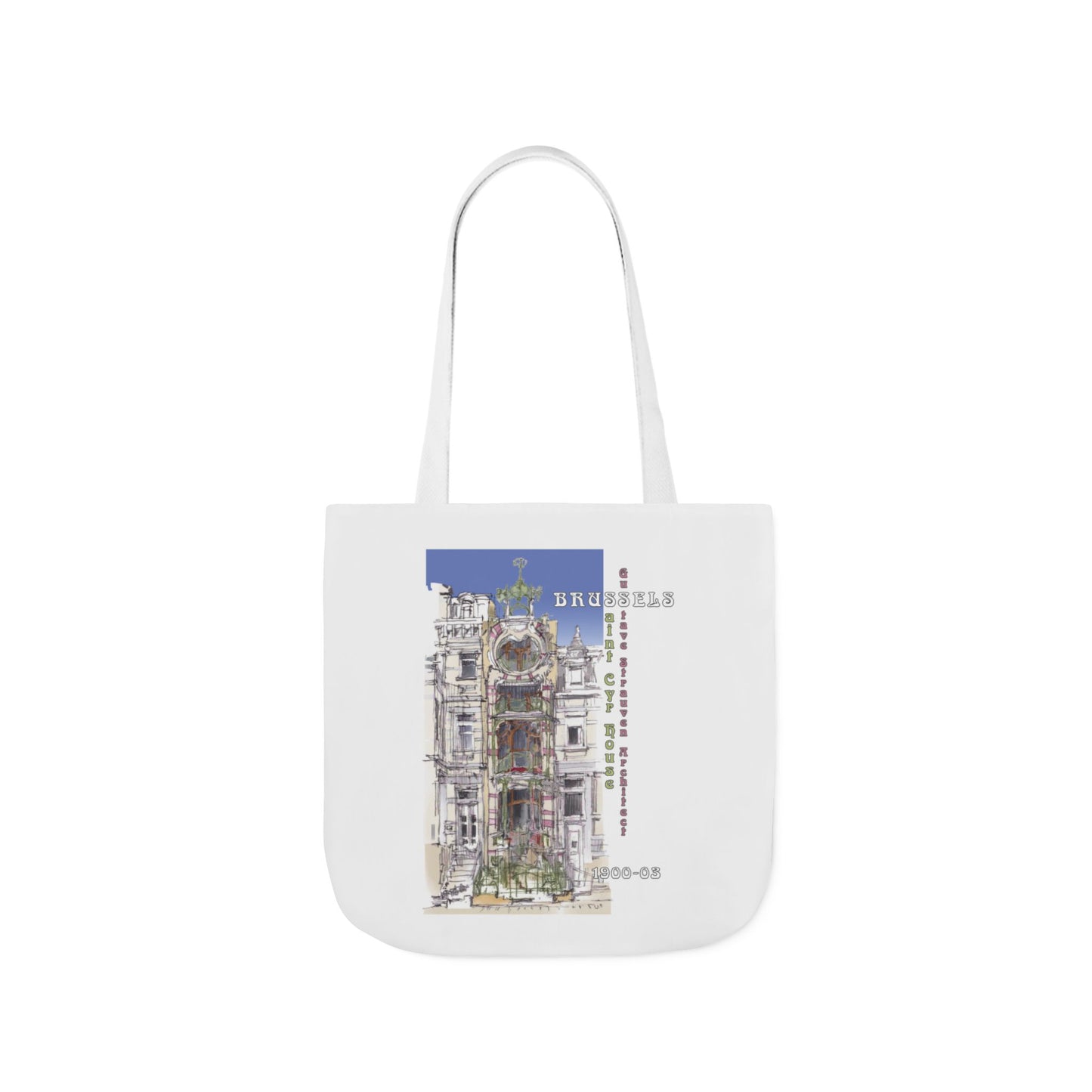Brussel's Art-Nouveau-inspired Tote Bag with 5-Color Straps