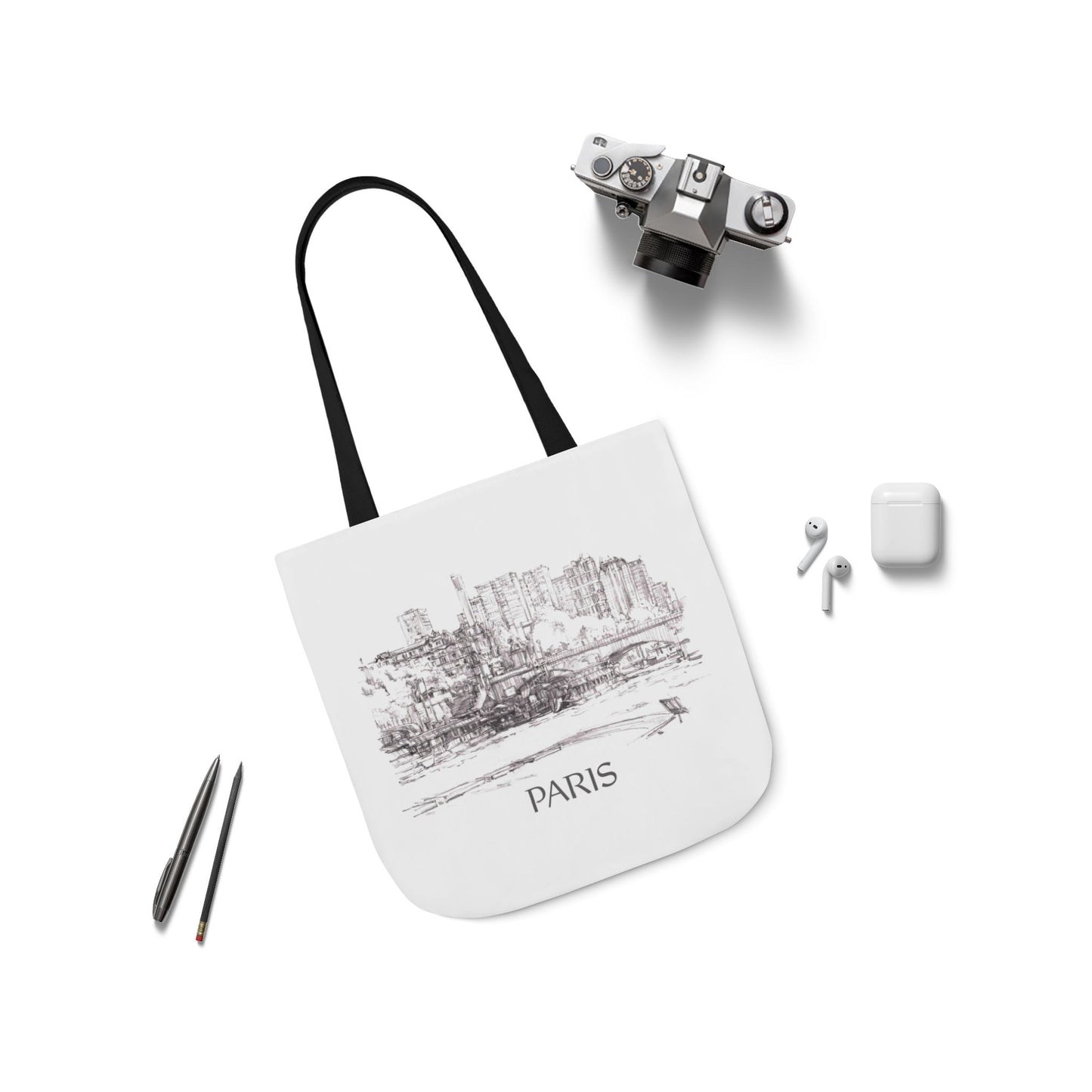 Paris-inspired Tote Bag with 5-Color Straps
