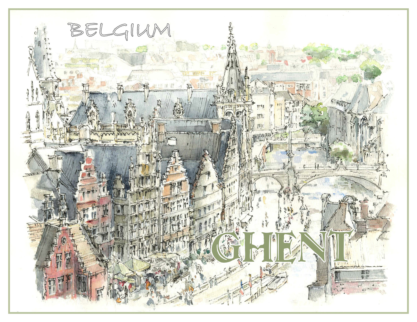 Ghent Travel Print (Belgium), View from the Castle.