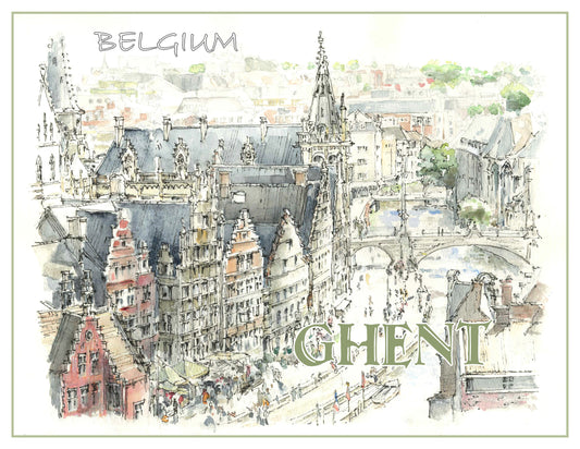 Ghent Travel Print (Belgium), View from the Castle.