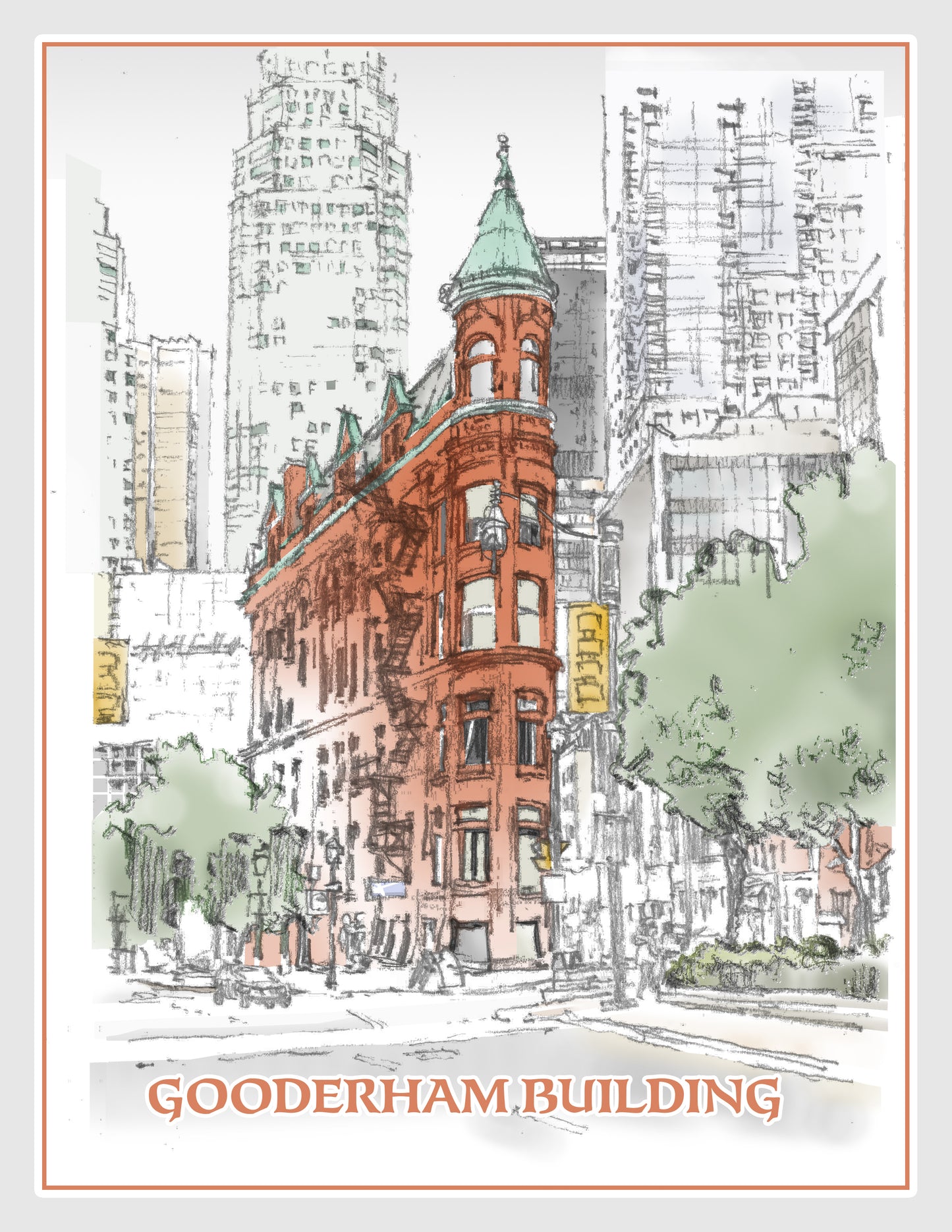 Toronto Travel Print. Gooderham building.