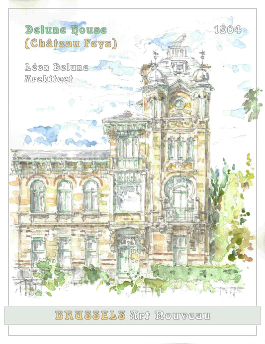 Brussels Travel Print (Belgium), the Leon Delune House.