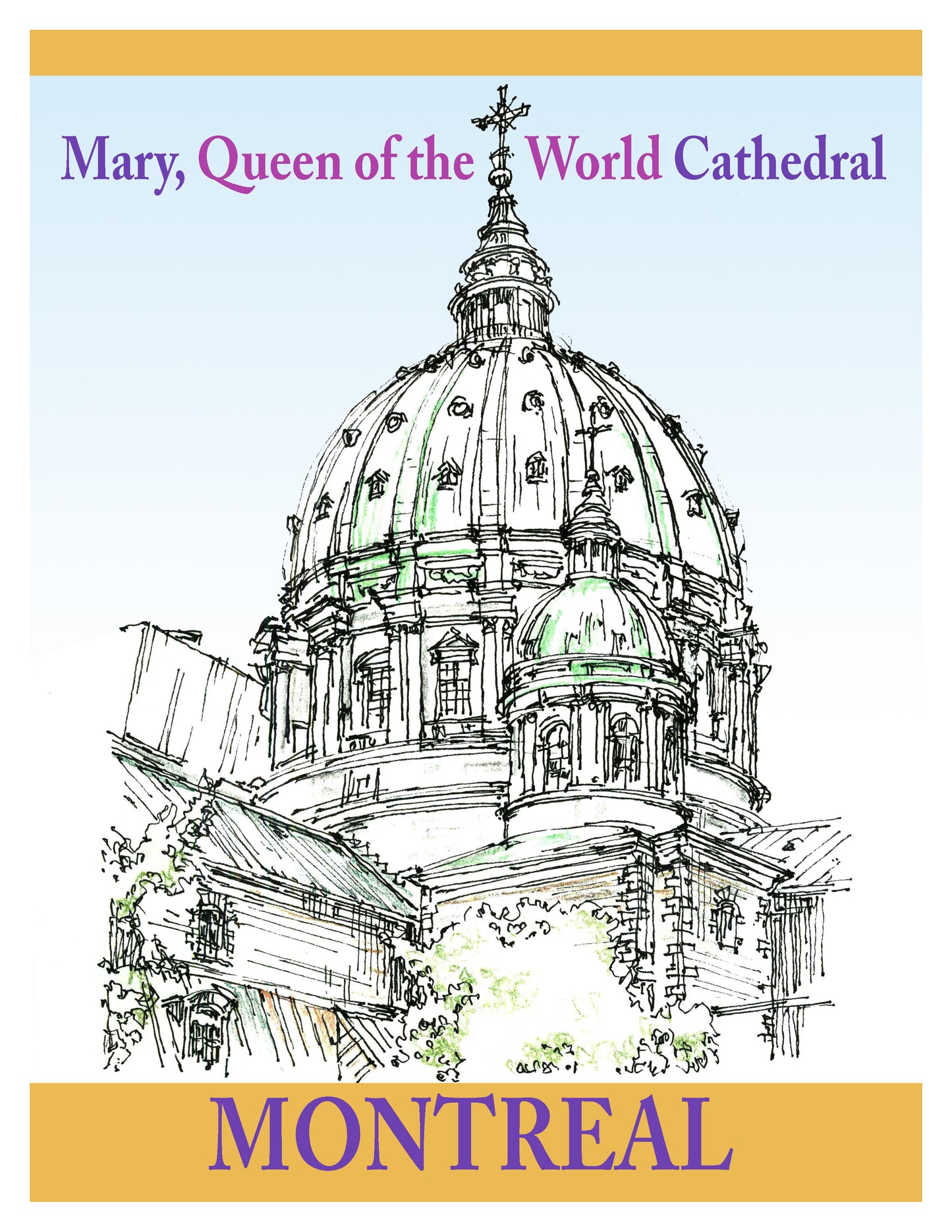 Montreal Travel Print. Mary, Queen of the World Cathedral.