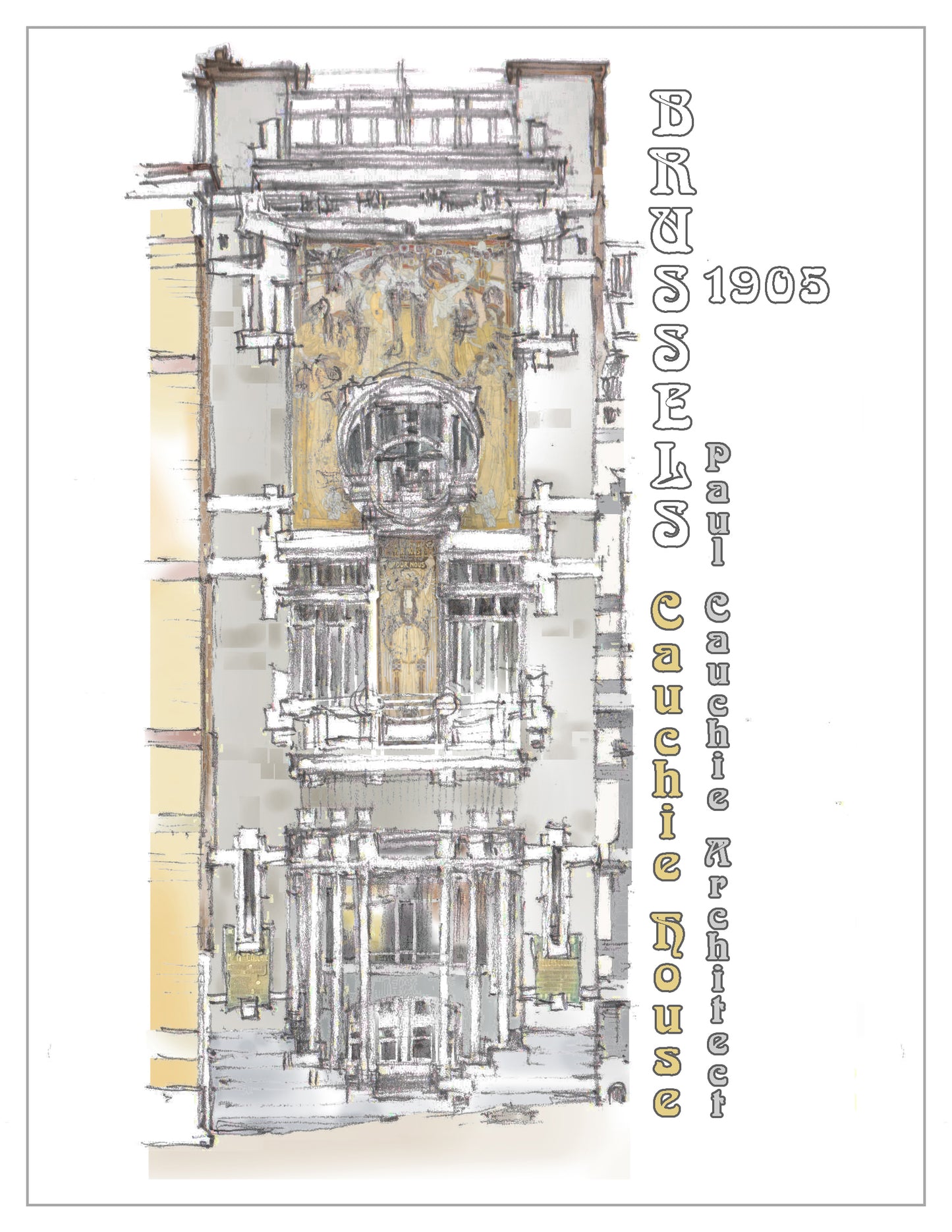 Brussels Travel Print (Belgium), the Paul Cauchie House
