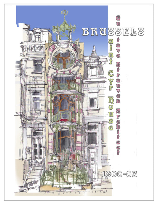Brussels Travel Print (Belgium), the Saint-Cyr House.